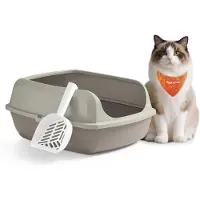 Feandrea Litière pour chat XXL, avec de hautes parois et pelle incluse