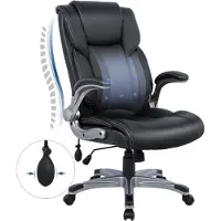 COLAMY Chaise de Bureau ergonomique en similicuir,Dossier Inclinable, Accoudoirs et Hauteur Réglables - Noir