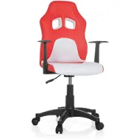 Hjh OFFICE hjh BUREAU 670760 Fauteuil pivotant pour enfants et adolescents, modèle Teen Game AL, similicuir, rouge/blanc