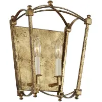 Quintiesse Applique murale Thayer, finition or antique, 2xE14x40W, métal, dimensions : 36,1 x 17,8 x 17,8 cm, IP20,