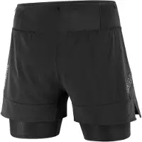 Salomon - Short de trail - Sense 2In1 Shorts M Deep Black pour Homme en Silicone - Taille XL - Noir