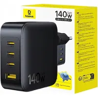 Baseus SZYBKA ŁADOWARKA SIECIOWA USB-A 3x USB-C GaN SZYBKIE ŁADOWANIE 140W