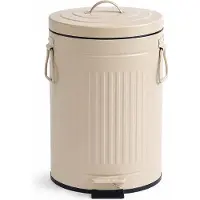 Relaxdays Poubelle , 12 litres, pour cuisine ou salle de bain, avec seau intérieur amovible, pédale, système de fermeture douce, en métal, couleur beige