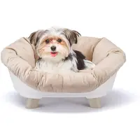 Ferplast Lit pour chien et chat avec coussin, lit pour chien lavable, modèle surélevé pour chien