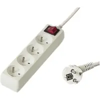 PremiumCord câble de rallonge 230V 2m, 4 prises + interrupteur, blanc (pp4k-02)