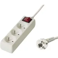 PremiumCord Multiprise avec Interrupteur Secteur 10m,3 Prises,Rallonge 230V,3 Prises Françaises Tournées à 45,Couleur Blanc