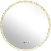 Aiorber Miroir de salle de bain rond à LED avec éclairage, intensité réglable, 3 couleurs de lumière, fonction tactile et mémoire, anti-buée, 70/80 cm – Blanc chaud