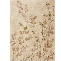 FRAAI Tapis lavable – Misty Floral Crème | 80x150cm | Crème | Polyester | Rectangulaire