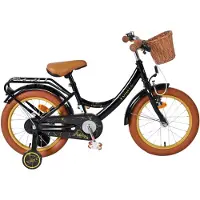 Volare Vélo pour enfants Ashley – Filles – 16 pouces – Noir – Avec frein à rétropédalage et roues d'entraînement amovibles
