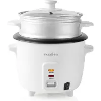 Nedis Cuiseur de riz | 0,6 l | 300 W | Cuiseur vapeur en aluminium | Revêtement antiadhésif | Cuve amovible | Arrêt automatique