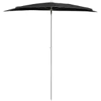 vidaXL Demi-parasol avec mât 180x90 cm noir
