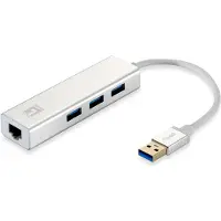 Level One LevelOne USB-0503 - Concentrateur (hub) - 3 x SuperSpeed USB 3.0 + 1 x 10/100/1000 - de bureau