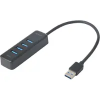 Deltaco UH-734 (USB-A, 4 ports), Station d’accueil + hub USB, Noir