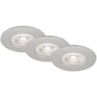 Briloner Lampe LED encastrée LEUCHTEN KULANA, 5 W, 460 lm, IP44, chrome mat, plastique, intensité lumineuse variable, set de 3, Ø 9 cm