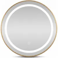 Sensahome Miroir de salle de bain rond à LED - Miroir mural à intensité variable avec éclairage - cadre métallique - 2700K/4500K/6400K - 60 cm - Or