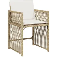 vidaXL Ensemble de jardin 7 pièces avec coussins Beige Poly rotin