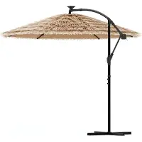 vidaXL Parasol avec LED et mât en acier brun 246x246x230 cm