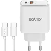 Savio Chargeur pour appareils mobiles LA-13, universel, blanc, charge rapide secteur, pour une utilisation en intérieur.