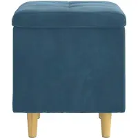 vidaXL Coffre de rangement en forme d'ottomane, bleu, 40 x 40 x 45 cm, en velours