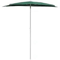 vidaXL Demi-parasol avec mât 180x90 cm vert