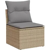 vidaXL Ensemble de salon de jardin 5 pièces avec coussins Beige Poly Rattan