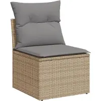 vidaXL Ensemble de salon de jardin 4 pièces avec coussins Beige Poly Rattan