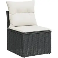 vidaXL Ensemble de salon de jardin 5 pièces avec coussins noir poly rotin