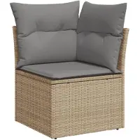 vidaXL Ensemble de salon de jardin 10 pièces avec coussins Beige Poly Rattan