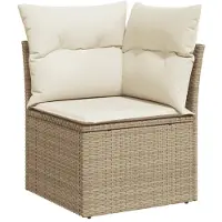 vidaXL Ensemble de salon de jardin 4 pièces avec coussins Beige Poly Rattan