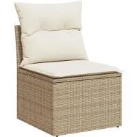 vidaXL Ensemble de salon de jardin 6 pièces avec coussins Beige Poly Rattan