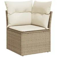 vidaXL Ensemble de salon de jardin 7 pièces avec coussins Beige Poly Rattan