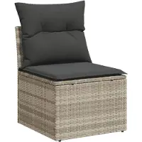 vidaXL Ensemble de salon de jardin 5 pièces avec coussins gris clair Poly rotin