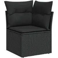 vidaXL Salon de jardin 10 pcs avec coussins noir résine tressée