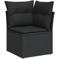 vidaXL Ensemble de 10 canapés de jardin avec coussins noir poly rotin