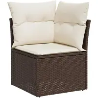 vidaXL Ensemble de salon de jardin 9 pièces avec coussins Marron Poly Rattan