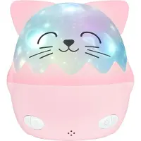 BigBen Interactive Veilleuse musicale sans fil avec projection Chat Mia Blanc et Rose