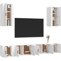 vidaXL Ensemble de 6 meubles TV blanc en bois composite