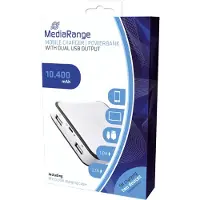 MediaRange Chargeur mobile Powerbank avec deux sorties USB (10400 mAh, 38.48 Wh), Chargeur de secours, Blanc, Gris