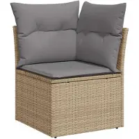 vidaXL Ensemble de salon de jardin 7 pièces avec coussins Beige Poly Rattan
