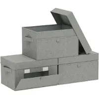 Merkloos Omgoods - Boîtes de rangement avec poignée, lot de 3, 13 x 23 x 20 cm, gris