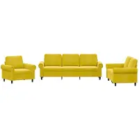 vidaXL Ensemble de canapés 3 pièces avec coussins Velours jaune