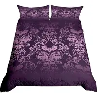 Merkloos Omgoods - Ensemble de couette style gothique damassé - Motifs floraux vintage et chauves-souris