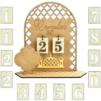 Merkloos Calendrier de Ramadan en bois - Calendrier de l'Aïd de 30 jours
