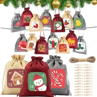 Merkloos Calendrier de l'Avent à remplir avec des petits sacs en jute - Grande décoration de Noël faite maison pour 2025