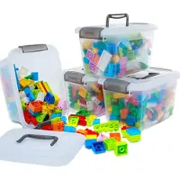 Merkloos Omgoods - Lot de 4 boîtes de rangement en plastique avec couvercle