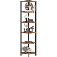 Merkloos Omgoods - Étagère d'angle à 6 niveaux pour un rangement optimisé, couleur marron