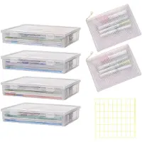 Merkloos Lot de 4 boîtes de rangement transparentes format A4 avec couvercles