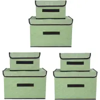 Merkloos Boîtes de rangement pliables avec couvercle, lot de 6, vert clair