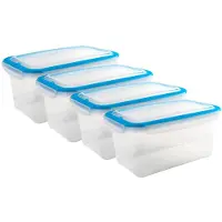 Merkloos Lot de 3 boîtes de rangement hermétiques, couleur bleue, 2,5 litres