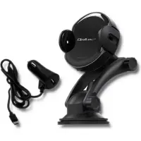 Qoltec PRO Chargeur inductif pour voiture avec support iR 15W | QC 3.0 | USB type C